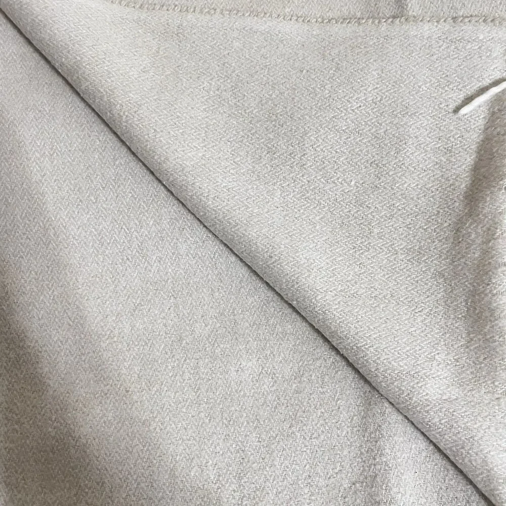 Lands Downunder Italian Herringbone Fringed Cream Throw Blanket Soft Italy